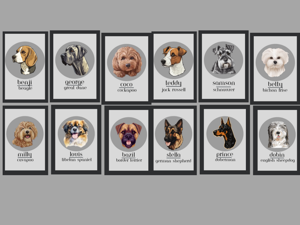 Personalised Dog Breed Portrait (digital, printed or framed)