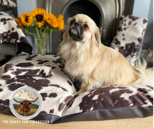 Luxury Faux Cow Hide/faux leather dog/pet bed with removable cover