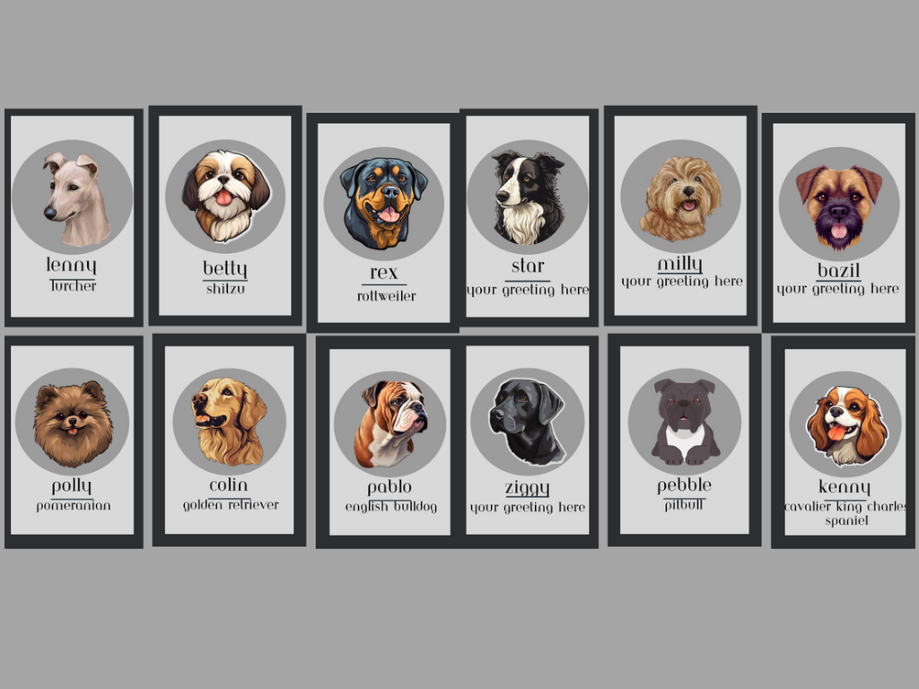 Personalised Dog Breed Portrait Greeting Card (A5)