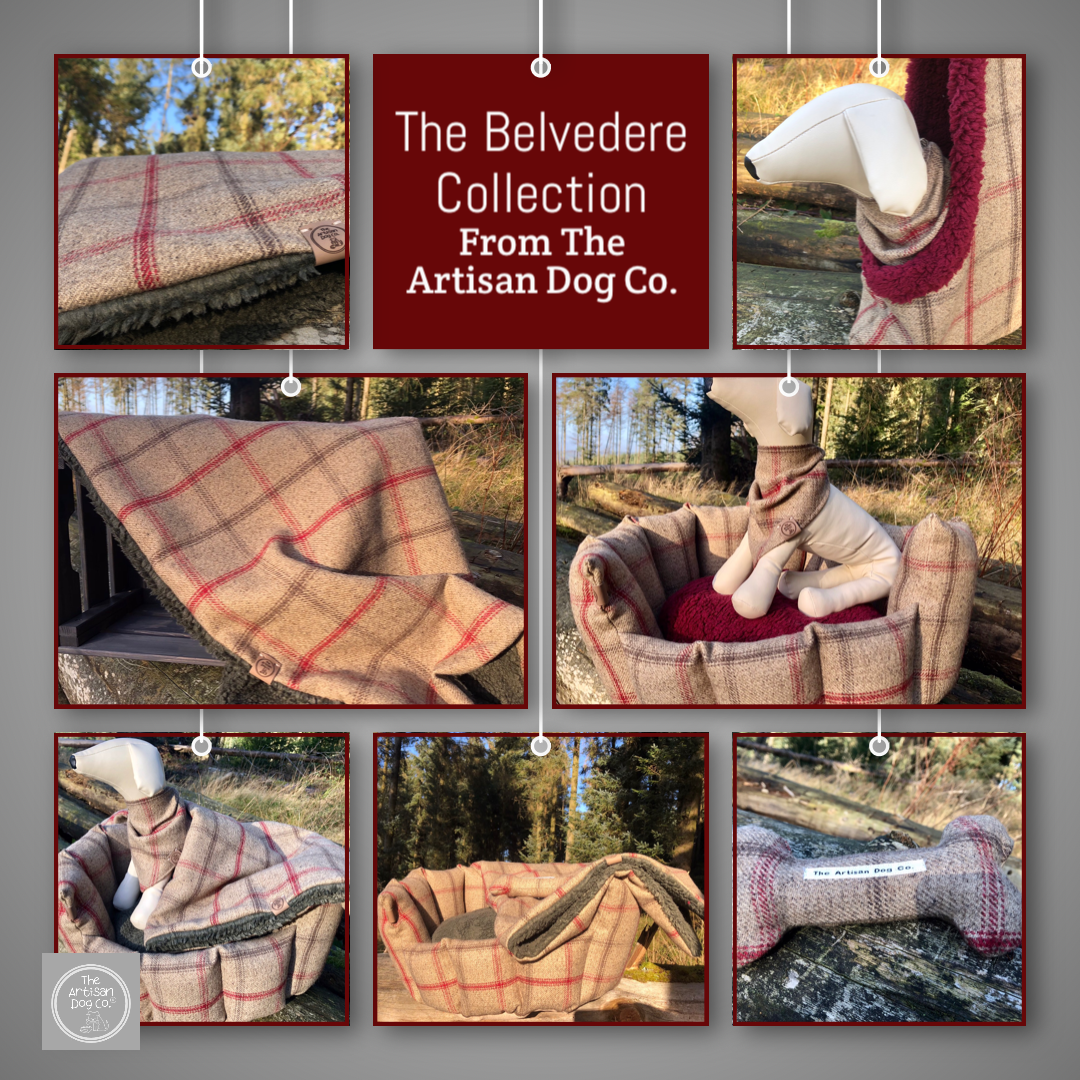 Luxury Handcrafted Pocket Sided Pet Bed - The Belvedere Collection Brown and Red Check