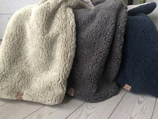 Premium Sherpa Fleece Dog Blanket | Handmade Soft Reversible Pet Throw | Cosy Luxury Dog Bedding UK