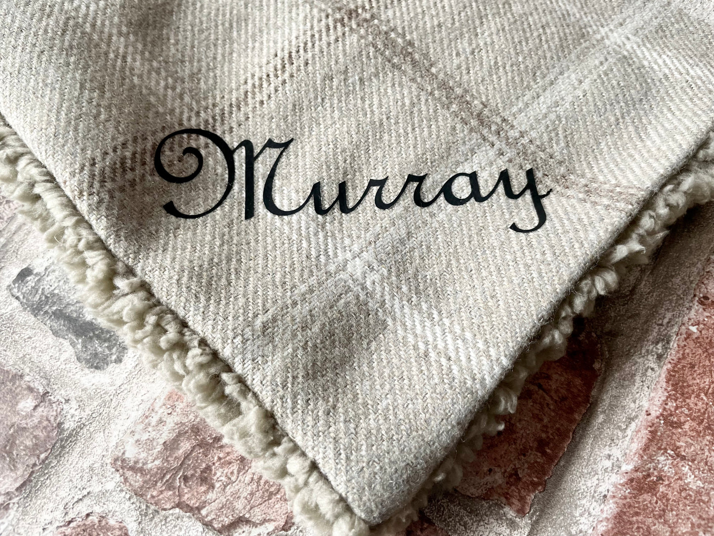 Luxury Handcrafted Haldon Taupe Check Dog/pet Blanket