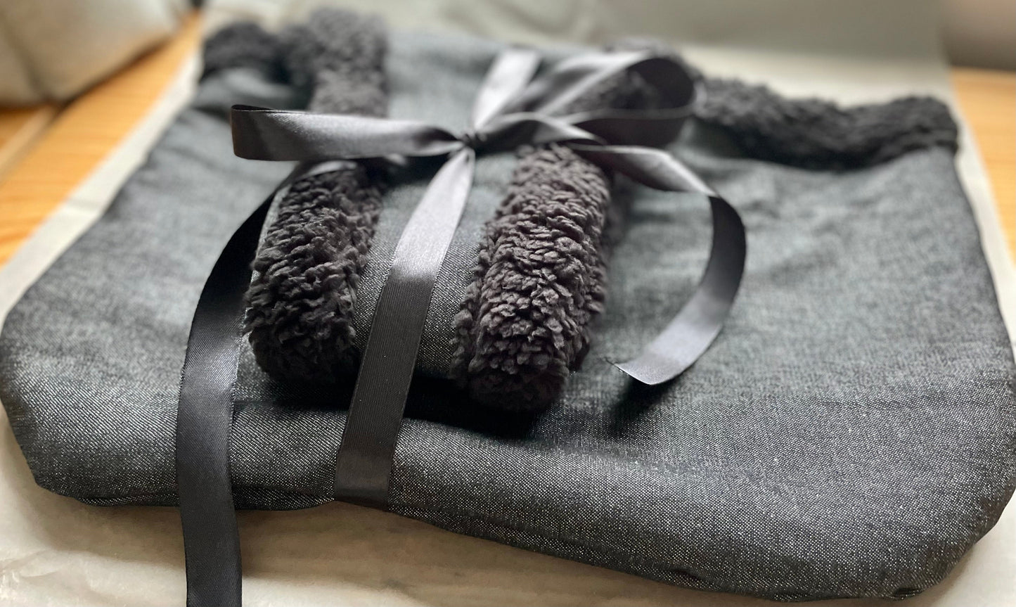 Handcrafted, luxury puppy/small dog carrier/sling - Harris Grey Check - optional personalisation