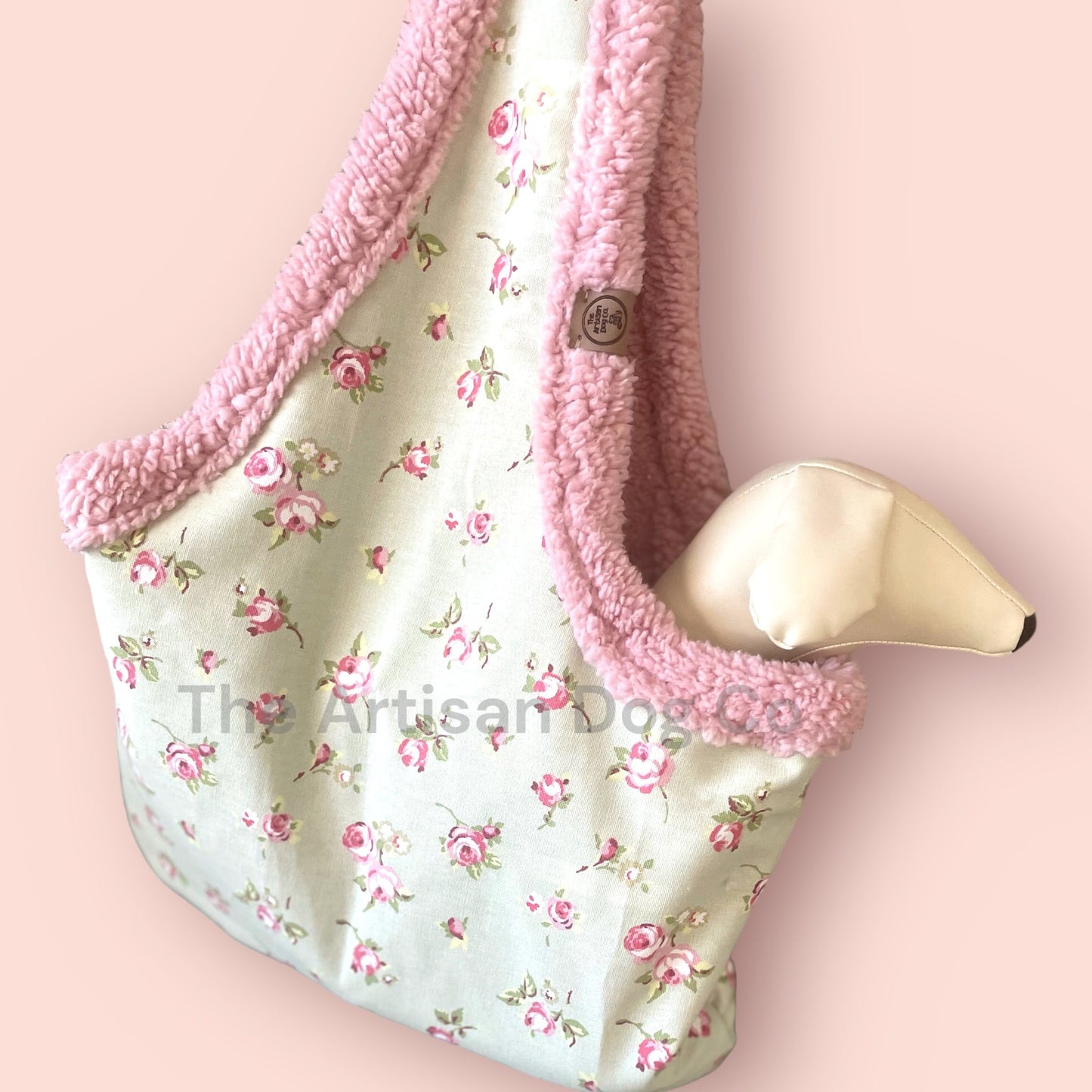 Handcrafted, luxury puppy/small dog carrier/sling - Harris Grey Check - optional personalisation