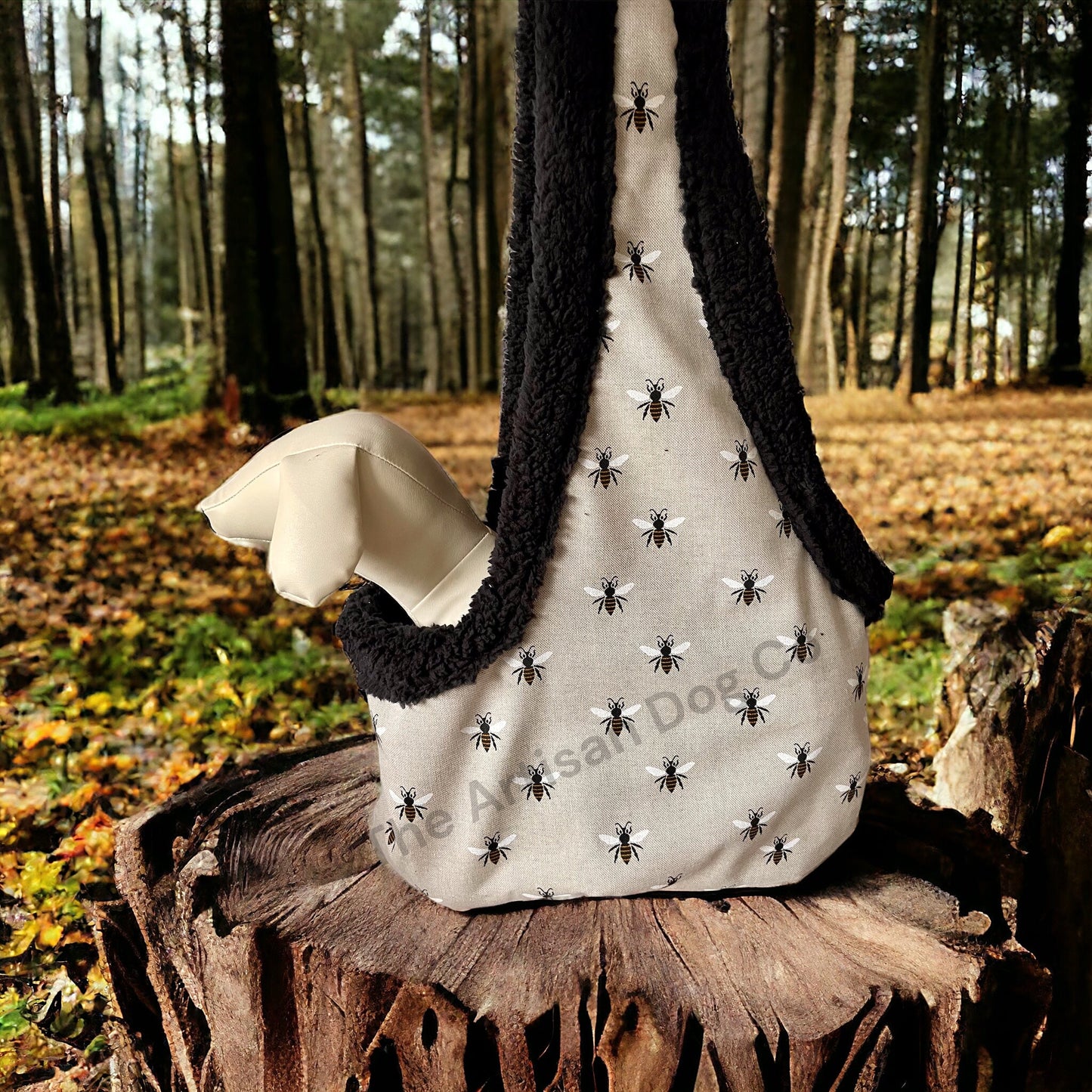 Handcrafted, luxury puppy/small dog carrier/sling - Harris Grey Check - optional personalisation