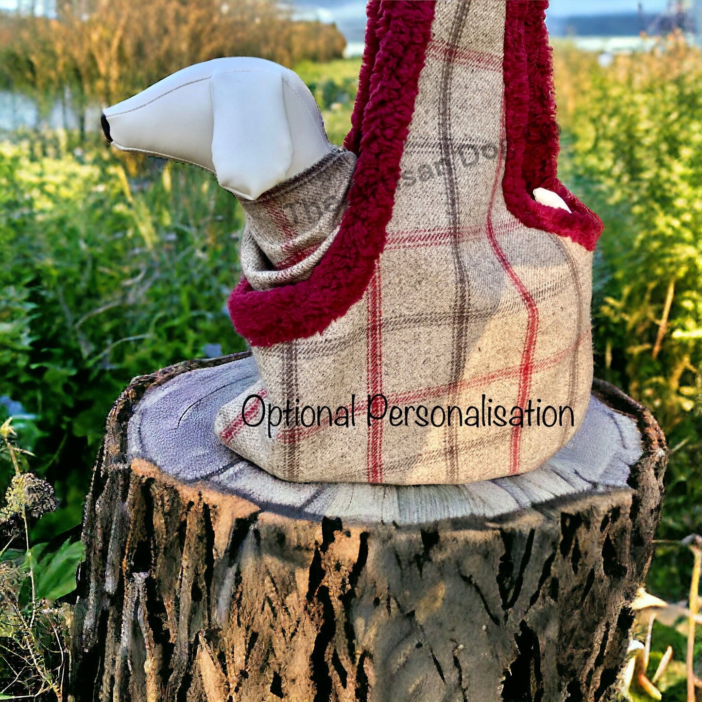 Handcrafted, luxury puppy/small dog carrier/sling - Harris Grey Check - optional personalisation