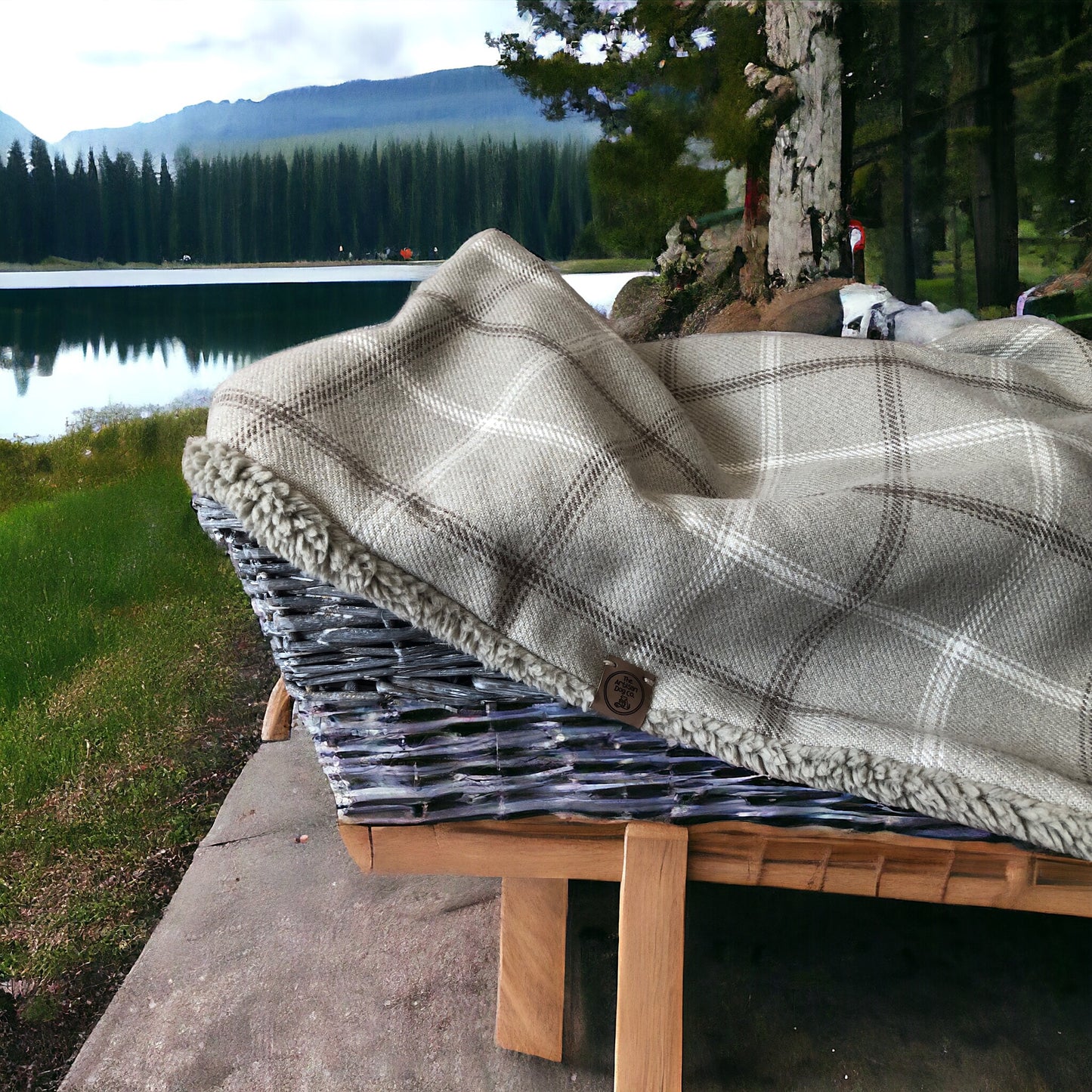 Luxury Handcrafted Haldon Taupe Check Dog/pet Blanket