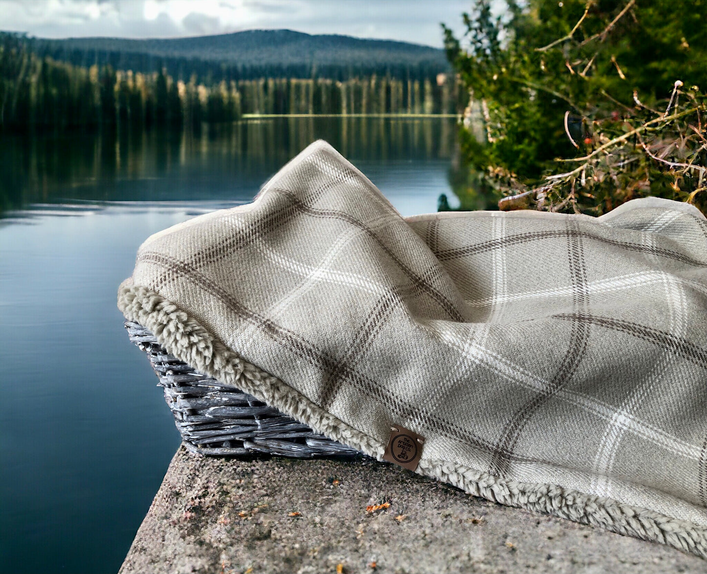 Luxury Handcrafted Haldon Taupe Check Dog/pet Blanket
