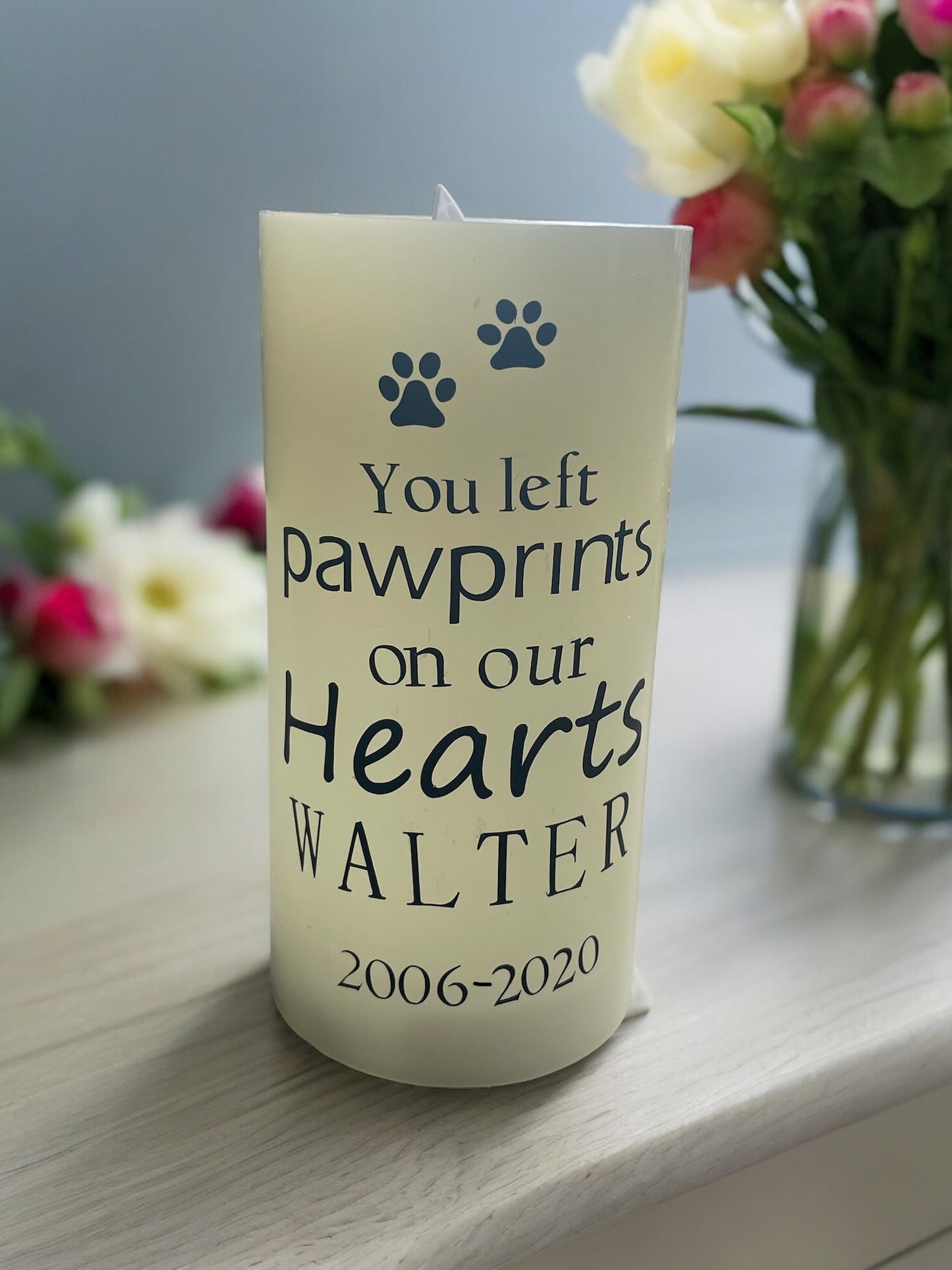LED Pet Loss Memorial Personalised Candle