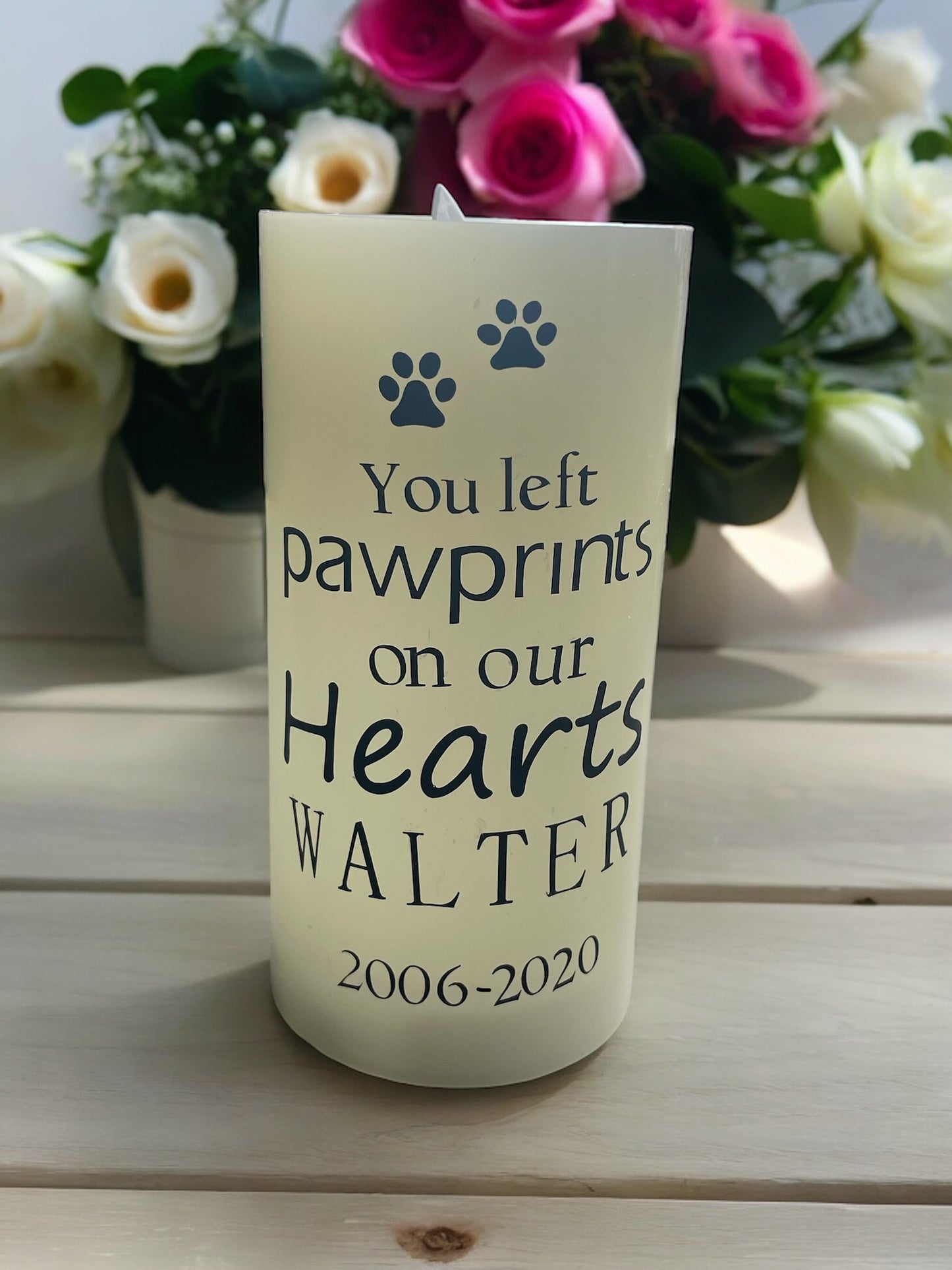 LED Pet Loss Memorial Personalised Candle