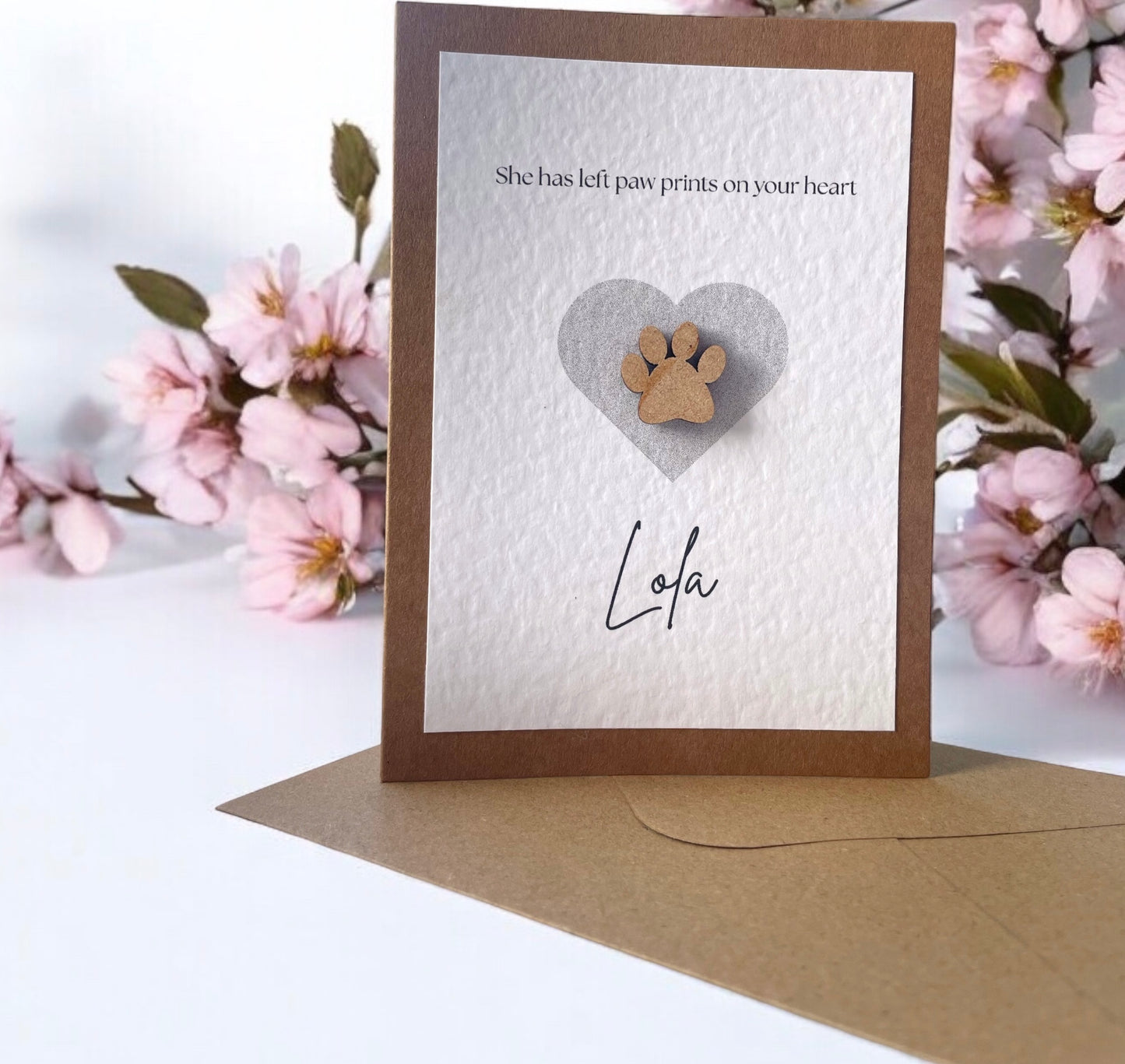 Pawprints on your Heart - Personalised Greeting Card (Pet loss, pet bereavement)
