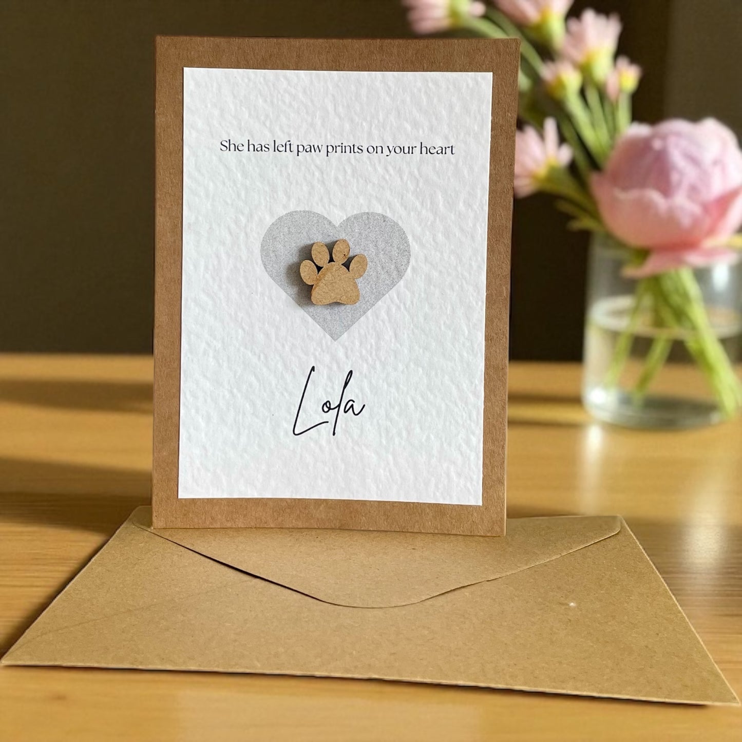 Pawprints on your Heart - Personalised Greeting Card (Pet loss, pet bereavement)