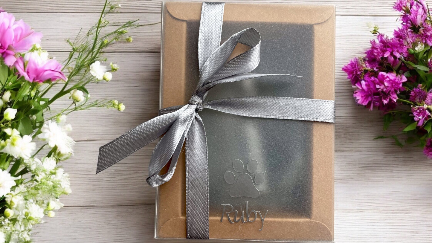 Personalised Pet Fur and Ashes Keepsake Glass Bottle And Paw Charm