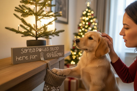Santa Paws Wooden Personalised Stocking Holder