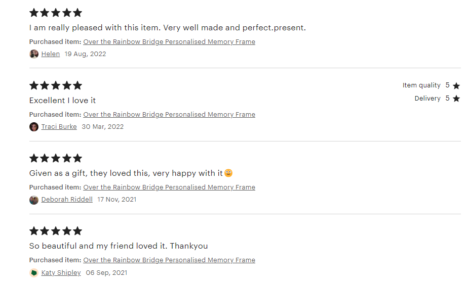 Over the Rainbow Bridge Personalised Frame