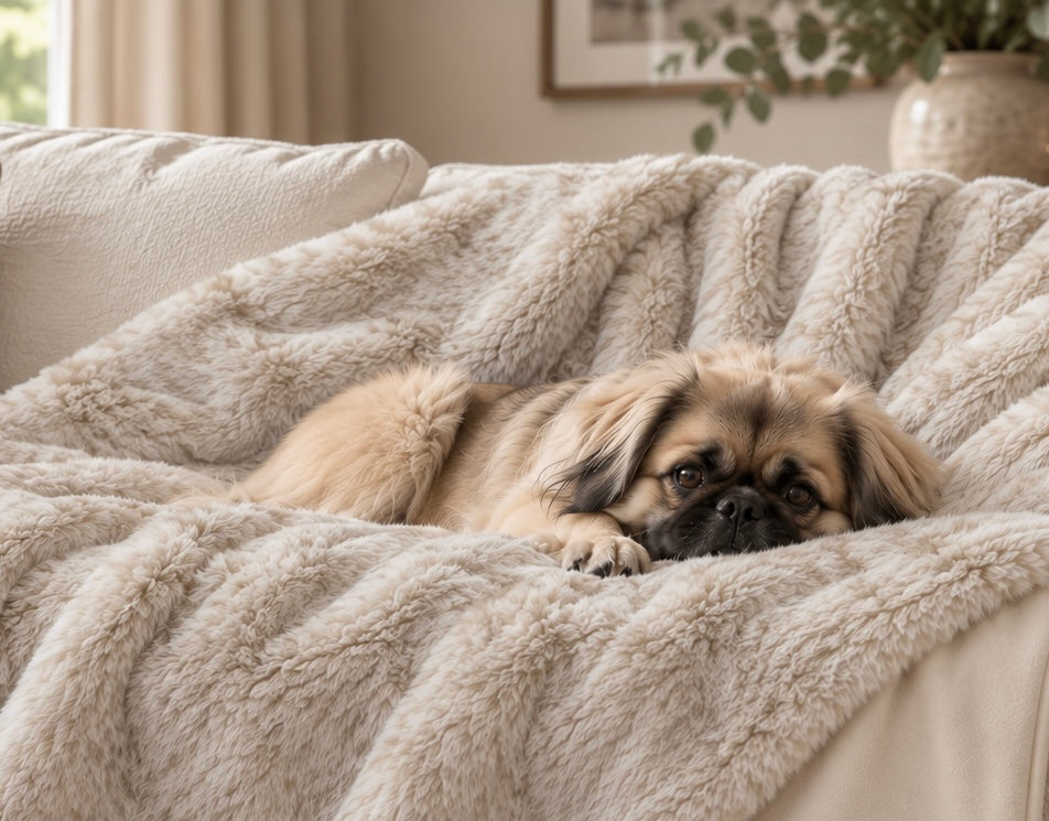 Luxury Black Frost Faux Fur Dog Blanket | Reversible with Soft Suede Backing
