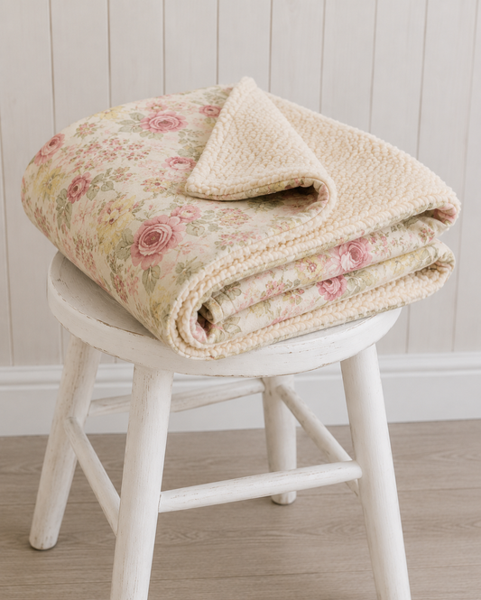 Garden Bloom | Floral Dog Blanket | Luxury Handmade Reversible Sherpa Throw | Seasonal Pet Blanket UK | Customisable