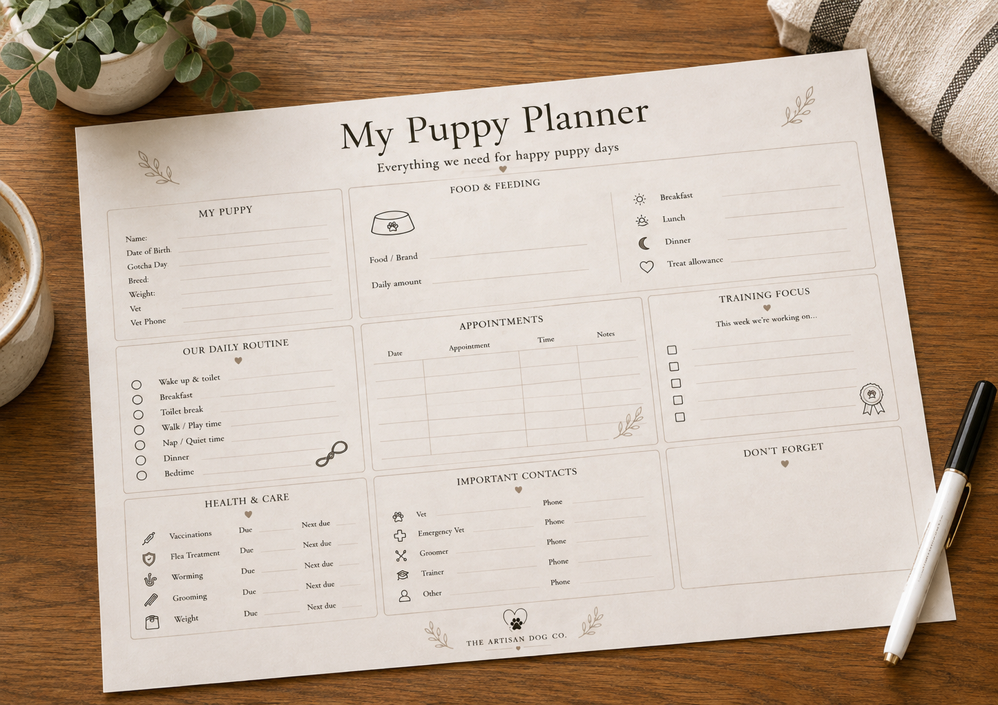 My Puppy Planner — A3 Puppy Wall Planner | Pack of 5