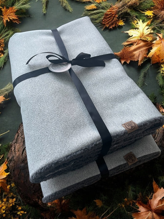 Handcrafted dog/cat/pet blanket/throw - Grey Herringbone