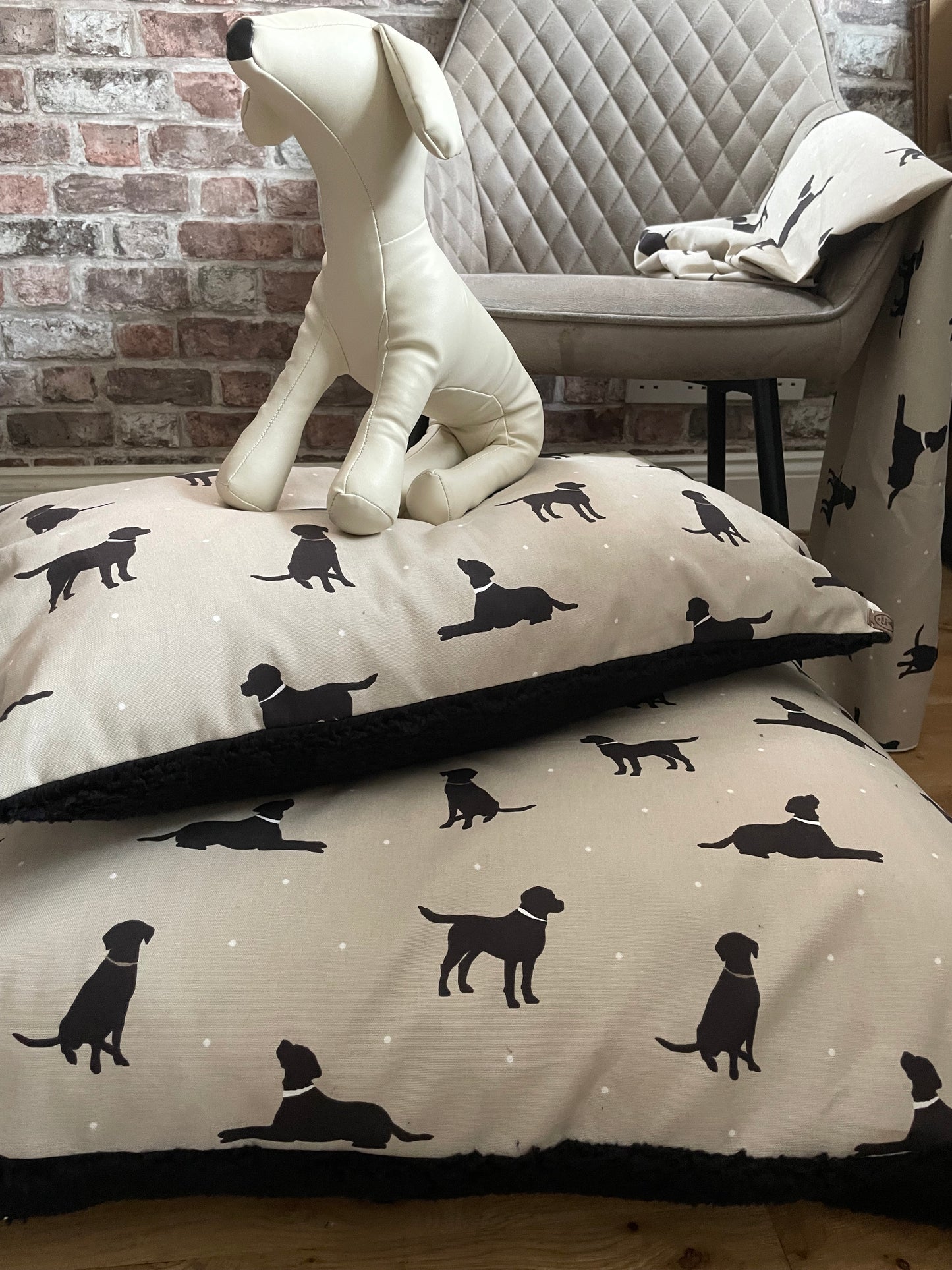 Double Sided Pillow Bed/Crate Cushion - Walter Dog Print