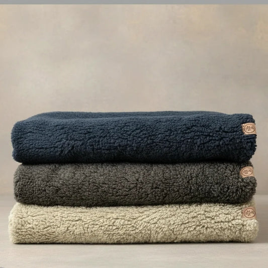 Premium Sherpa Fleece Dog Blanket | Handmade Soft Reversible Pet Throw | Cosy Luxury Dog Bedding UK