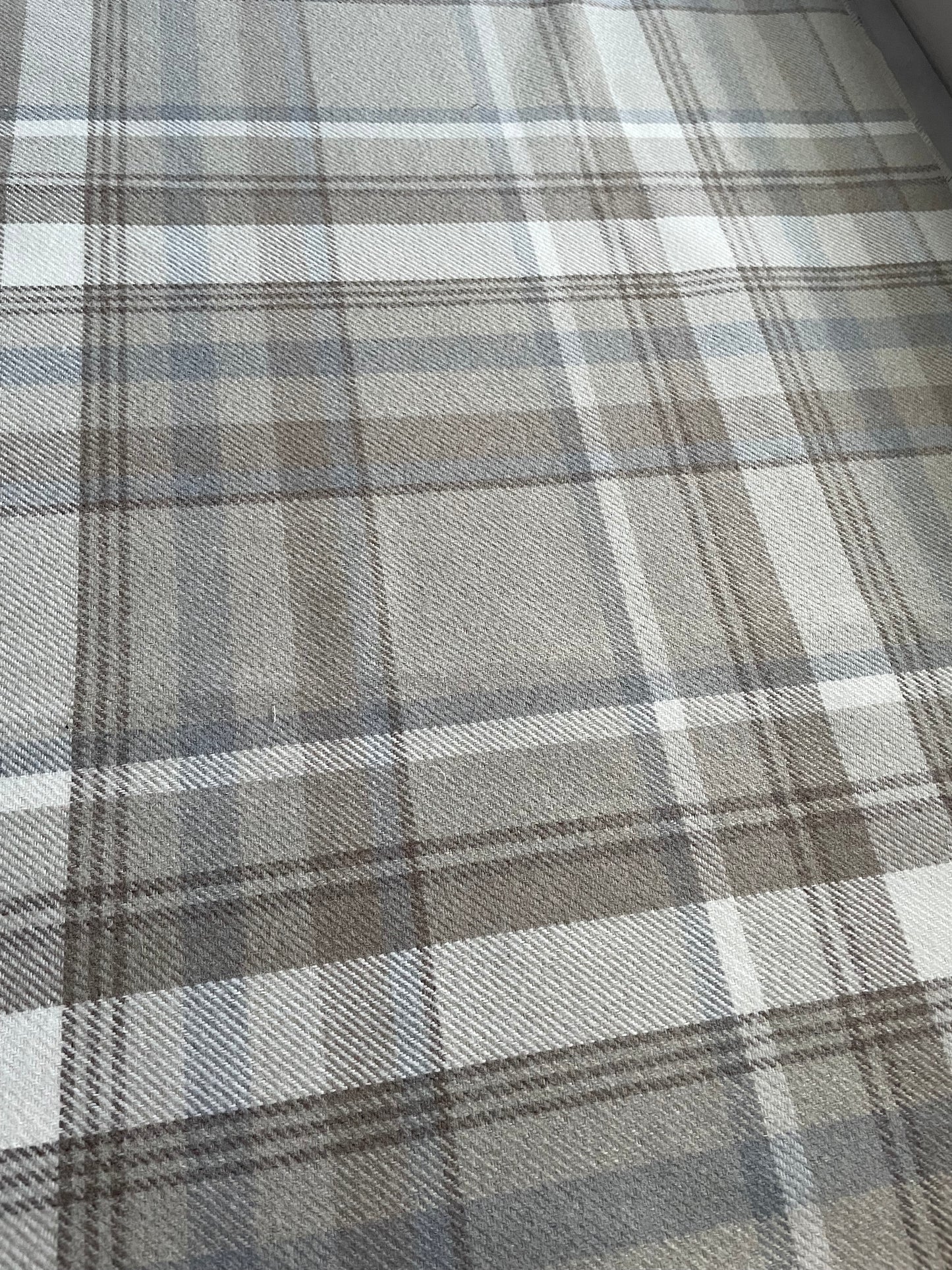 Taupe Check Pet Blanket | Reversible Sherpa | Handmade Luxury Dog Throw | Machine Washable UK