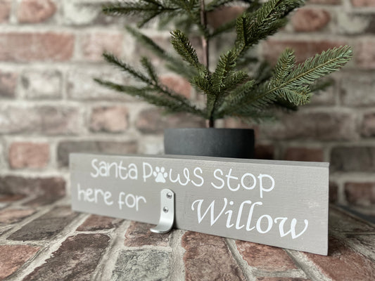 Santa Paws Wooden Personalised Stocking Holder