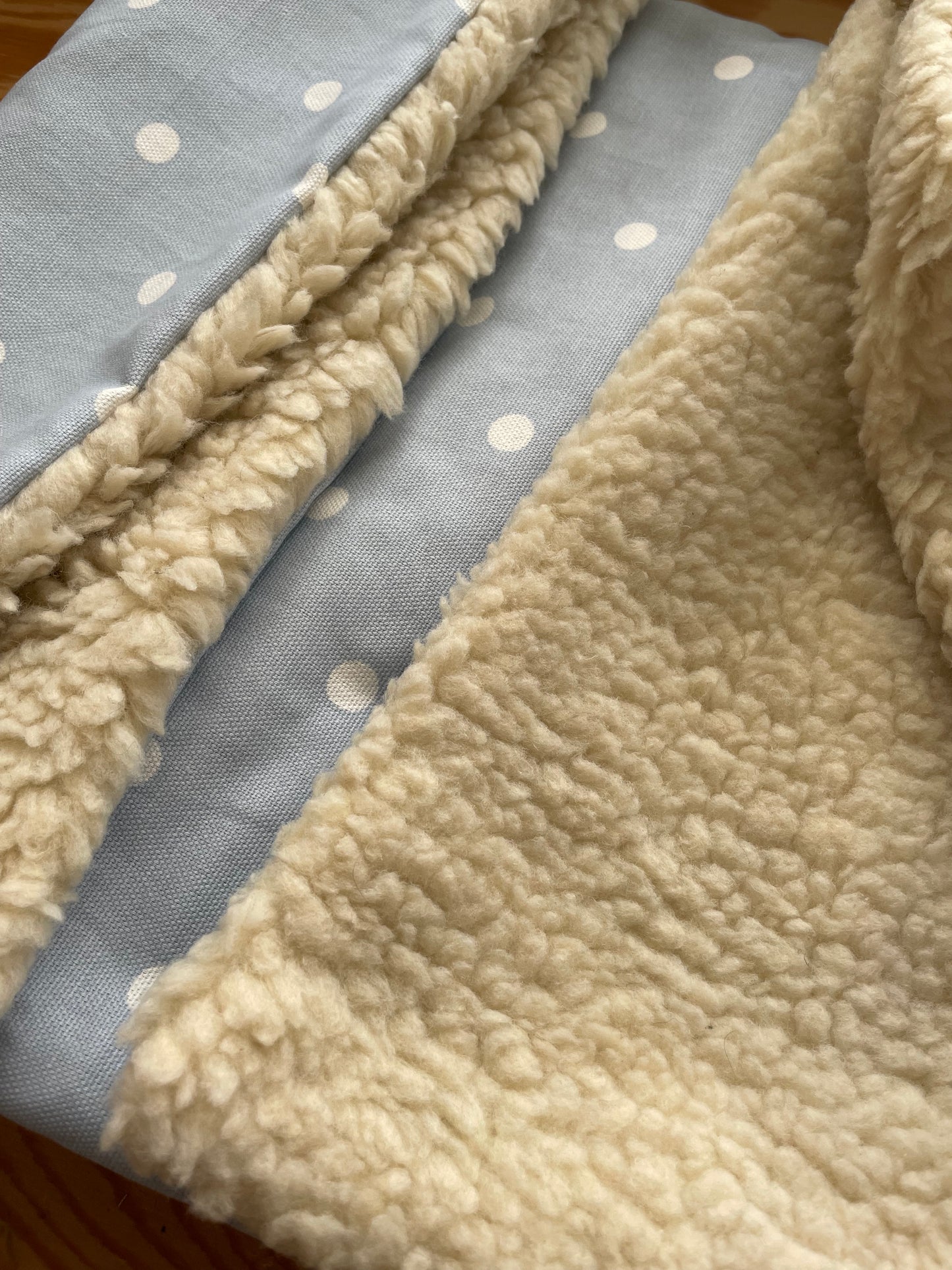 Blue Spotty Dog/Cat/Pet Blanket with lambswool sherpa backing