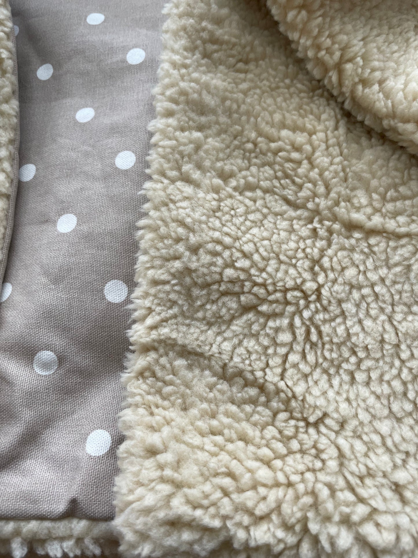 Taupe Spotty Dog/Cat/Pet Blanket with lambswool sherpa backing
