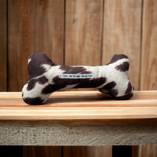 Handcrafted Toy Squeaky Dog Bone - choice of fabrics