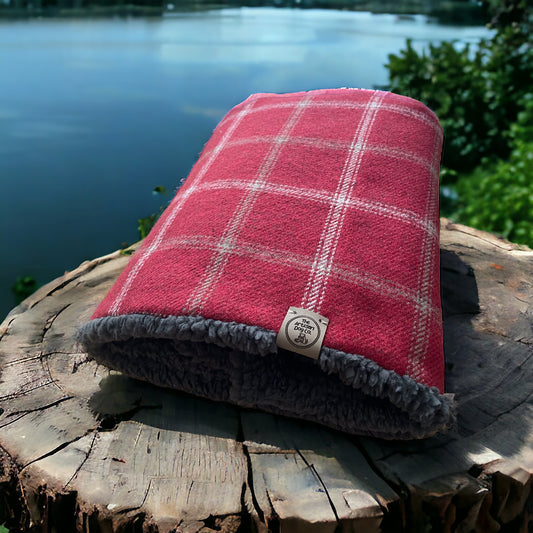 Luxury Handcrafted Drogo Red Check Dog/pet Blanket