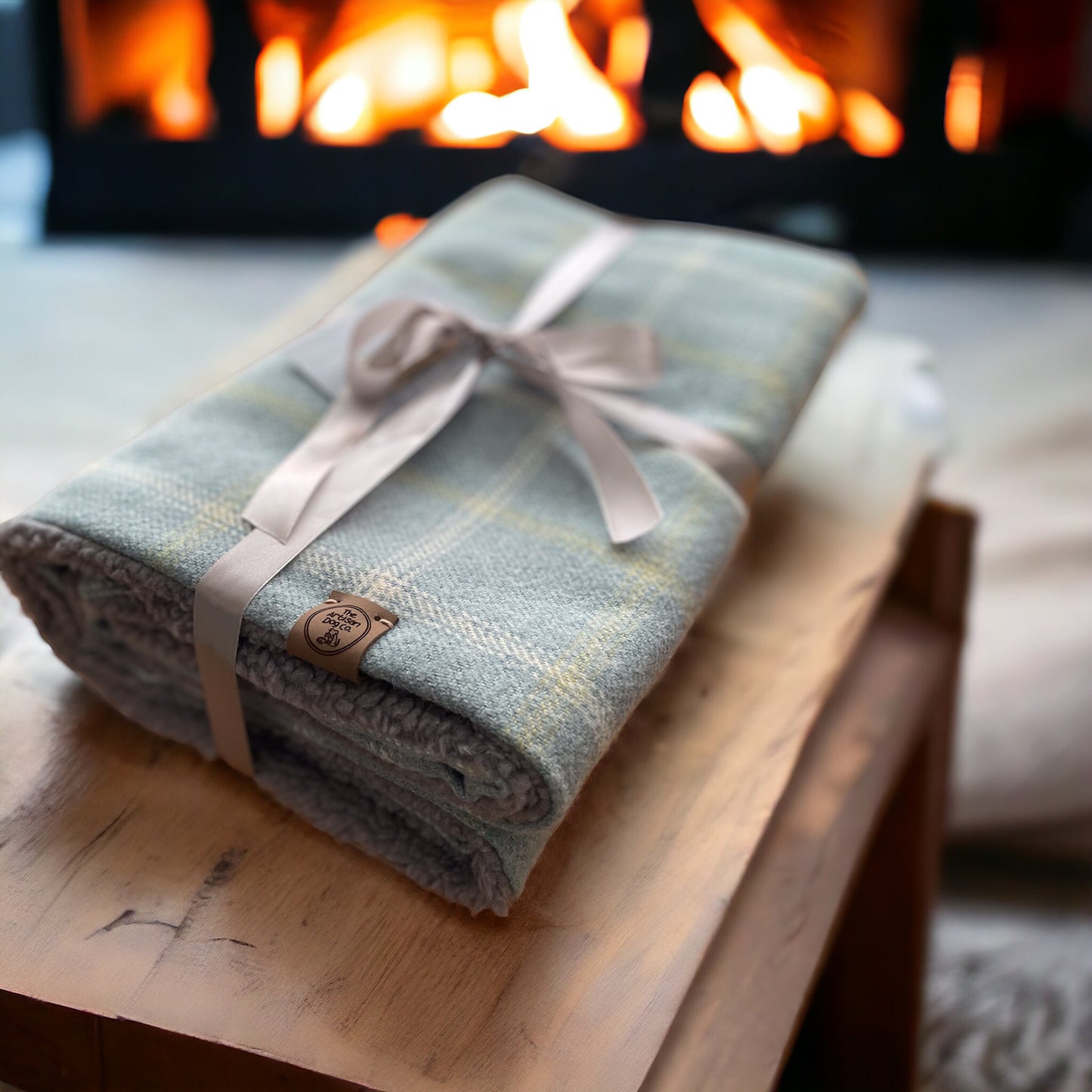 Luxury Handcrafted Blue and Green Check Dog/pet Blanket
