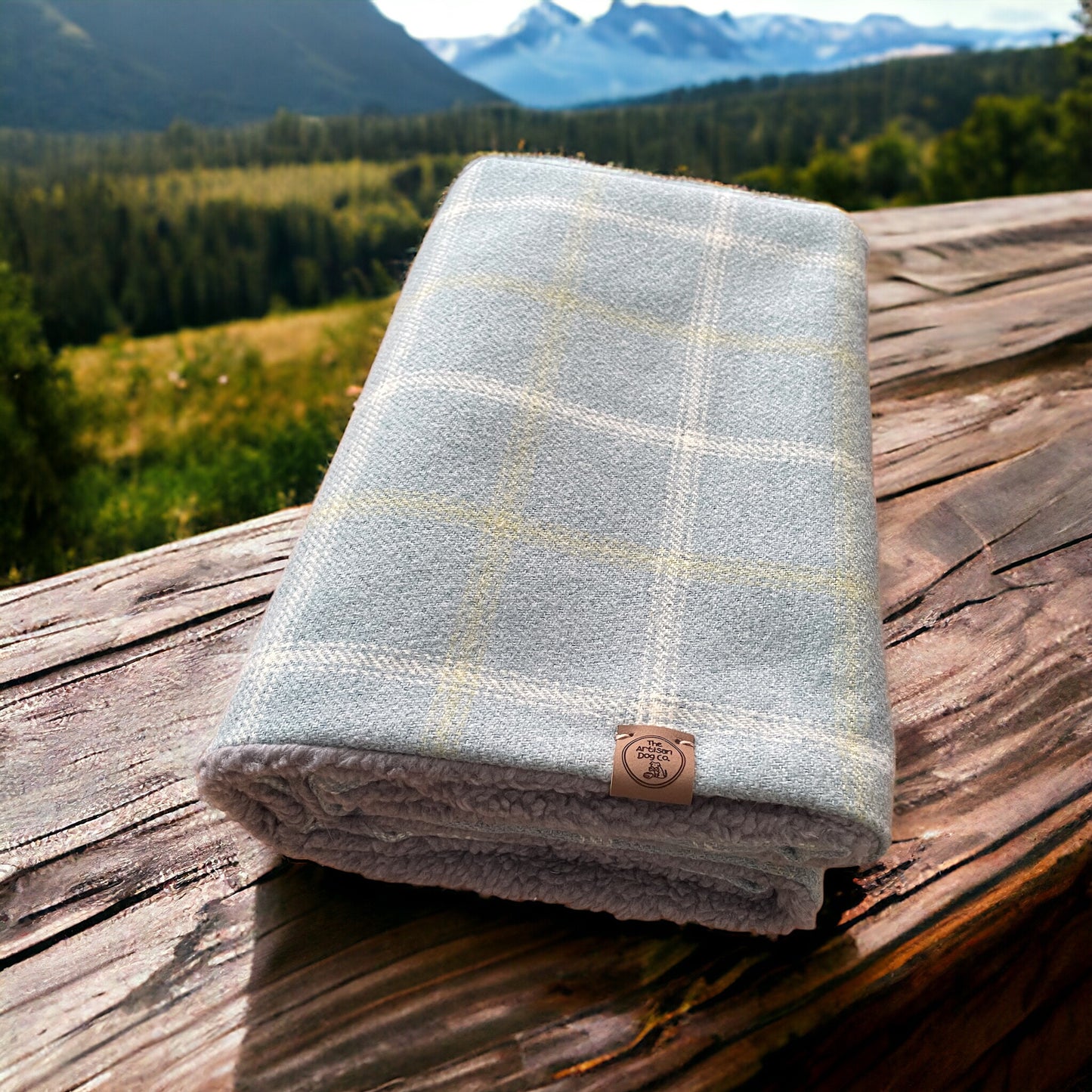 Luxury Handcrafted Blue and Green Check Dog/pet Blanket