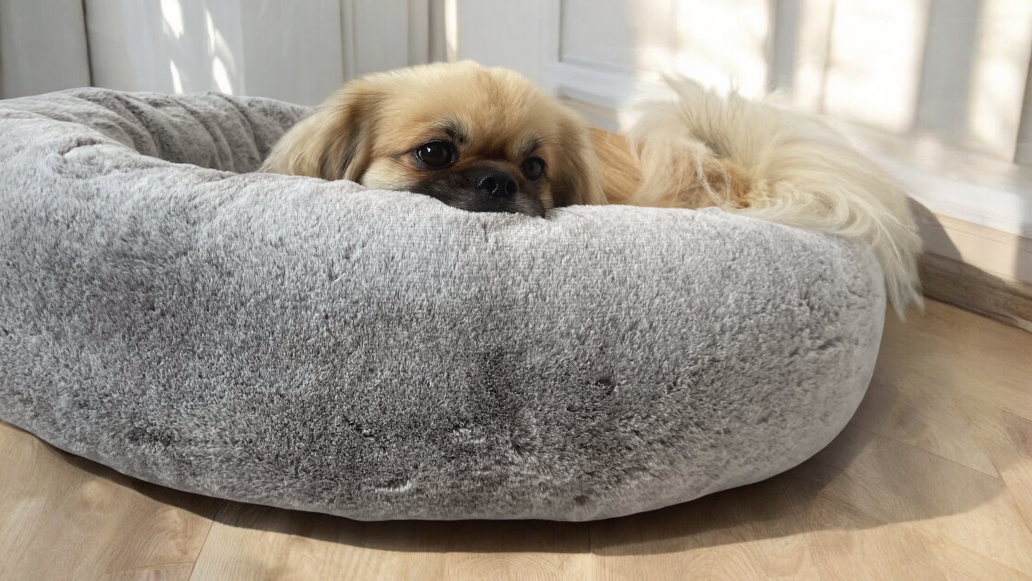 Handcrafted Faux Fur Anti-Anxiety, Calming, Devon Donut Bed