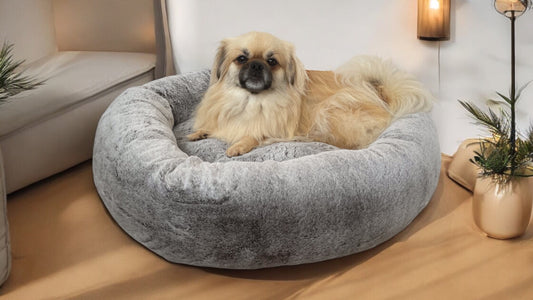 Handcrafted Faux Fur Anti-Anxiety, Calming, Devon Donut Bed