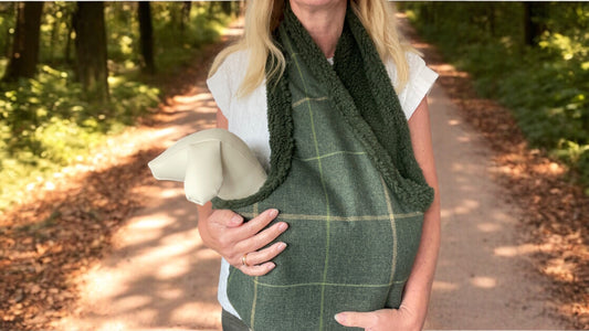 Handcrafted, luxury puppy/small dog carrier/sling - Forest Green Check - The Arlo Collection