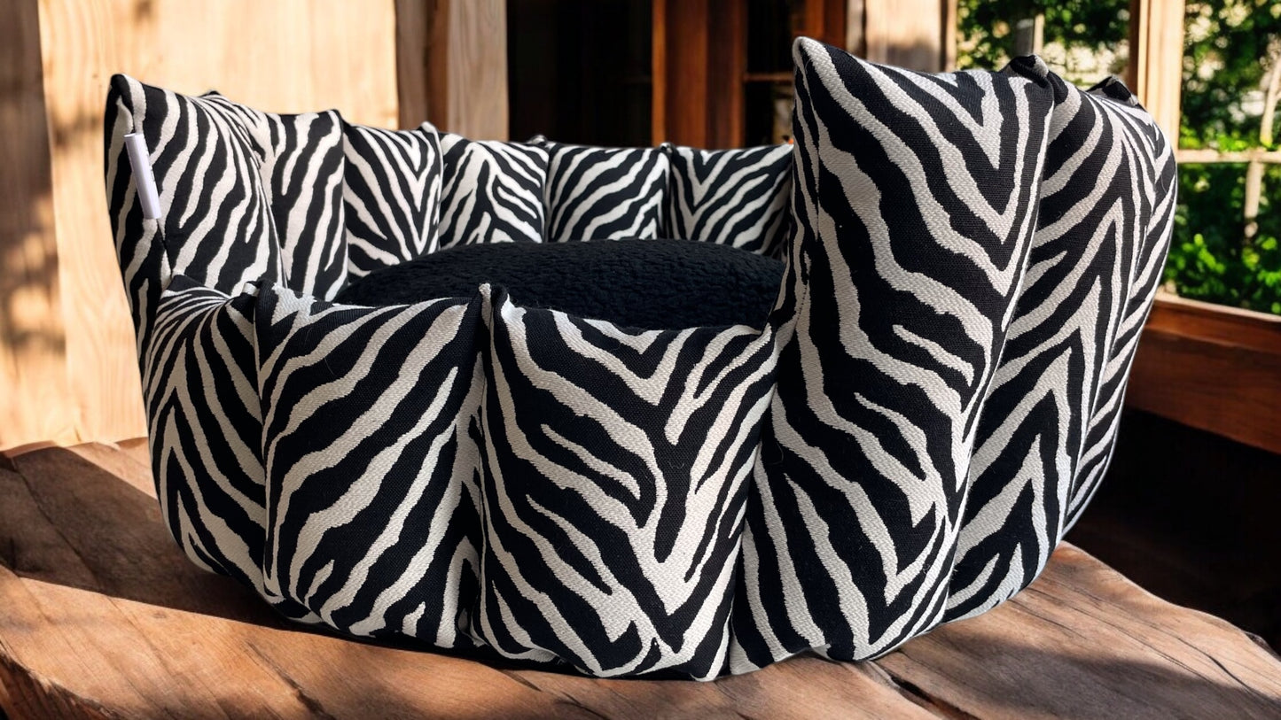 Zebra Print Pocket Sided Dog/Pet Bed
