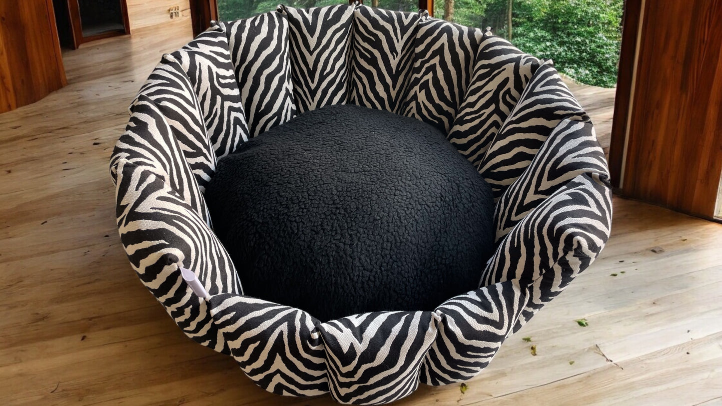 Zebra Print Pocket Sided Dog/Pet Bed