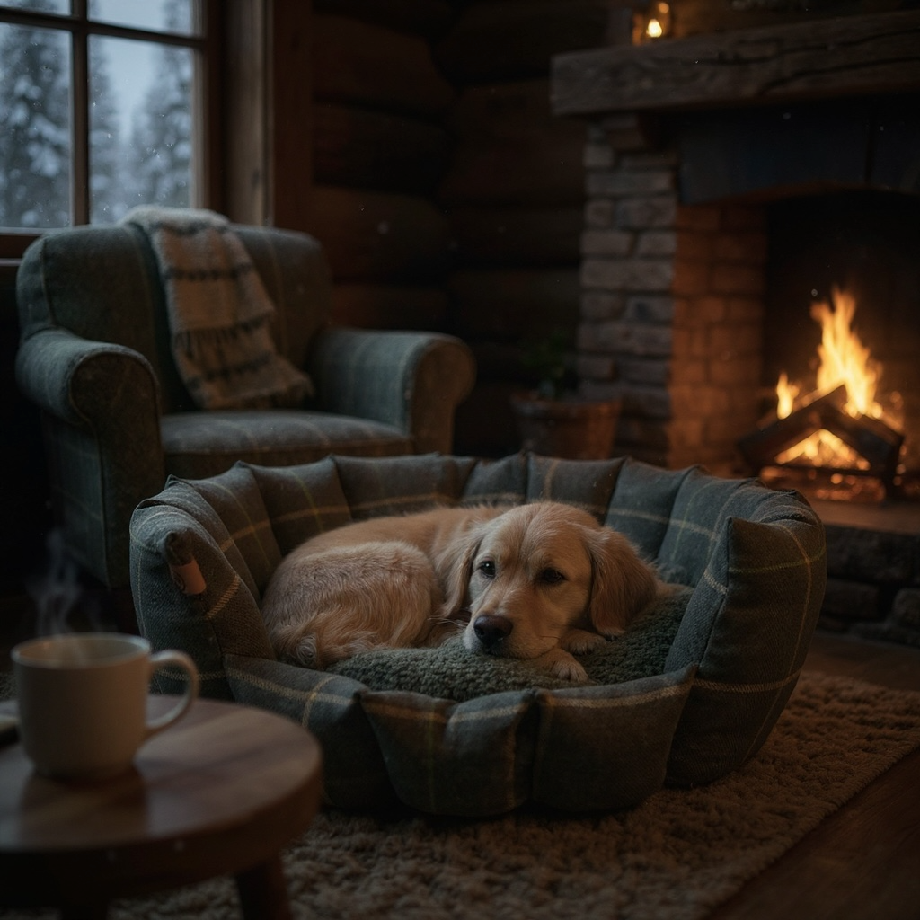 The Arlo Collection Pocket Sided Dog/Pet Bed - Forest Green Check