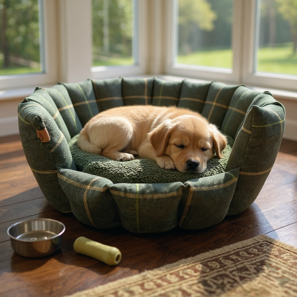The Arlo Collection Pocket Sided Dog/Pet Bed - Forest Green Check