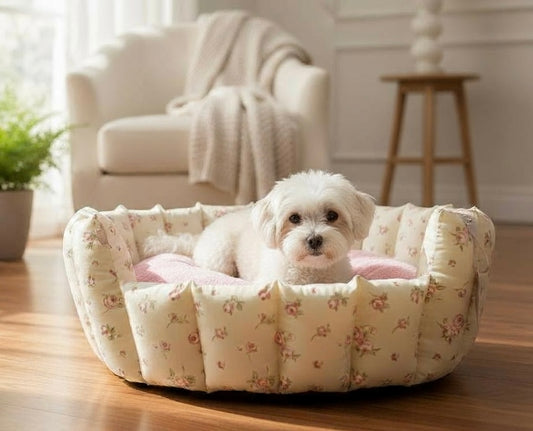 Luxury Handcrafted Cotton Pocket Sided Pet/Dog Bed - The Dolly Collection