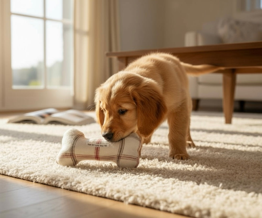 Handcrafted Toy Squeaky Dog Bone - choice of fabrics