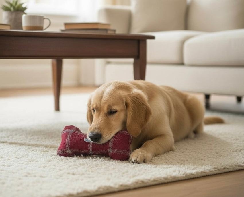 Handcrafted Toy Squeaky Dog Bone - choice of fabrics