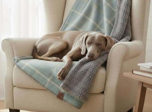 Luxury Handcrafted Blue and Green Check Dog/pet Blanket