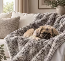 Luxury Black Frost Faux Fur Dog Blanket | Reversible with Soft Suede Backing
