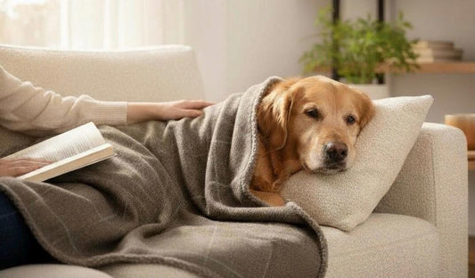 Luxury Grey & Teal Check Dog Blanket | Handmade Reversible Sherpa Fleece | Customisable Pet Blanket UK