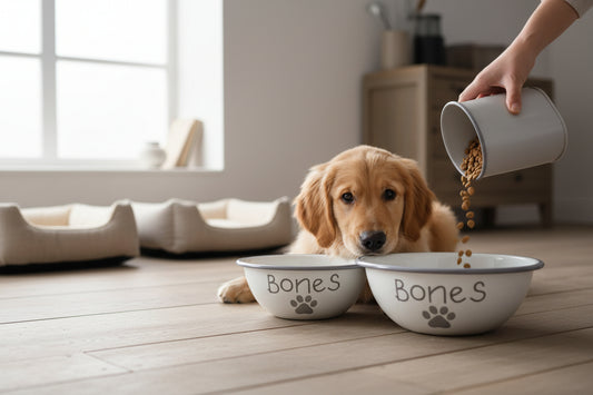 Personalised Enamel Dog/Cat/Pet Bowl - White with grey trim